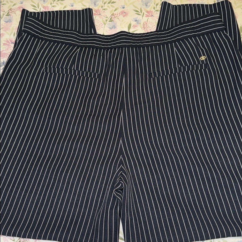TOMMY HILFIGER Navy Pinstripe Tie Front High Rise Slacks Career Size L - Picture 13 of 14